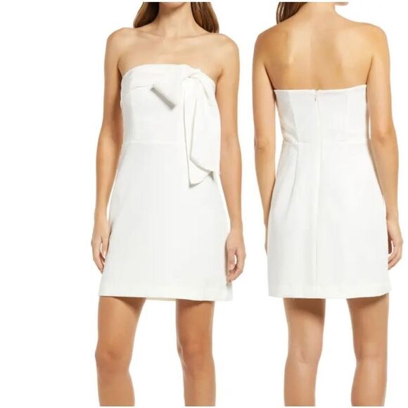 SAM EDELMAN Bow Strapless ivory Minidress size M - Picture 1 of 8